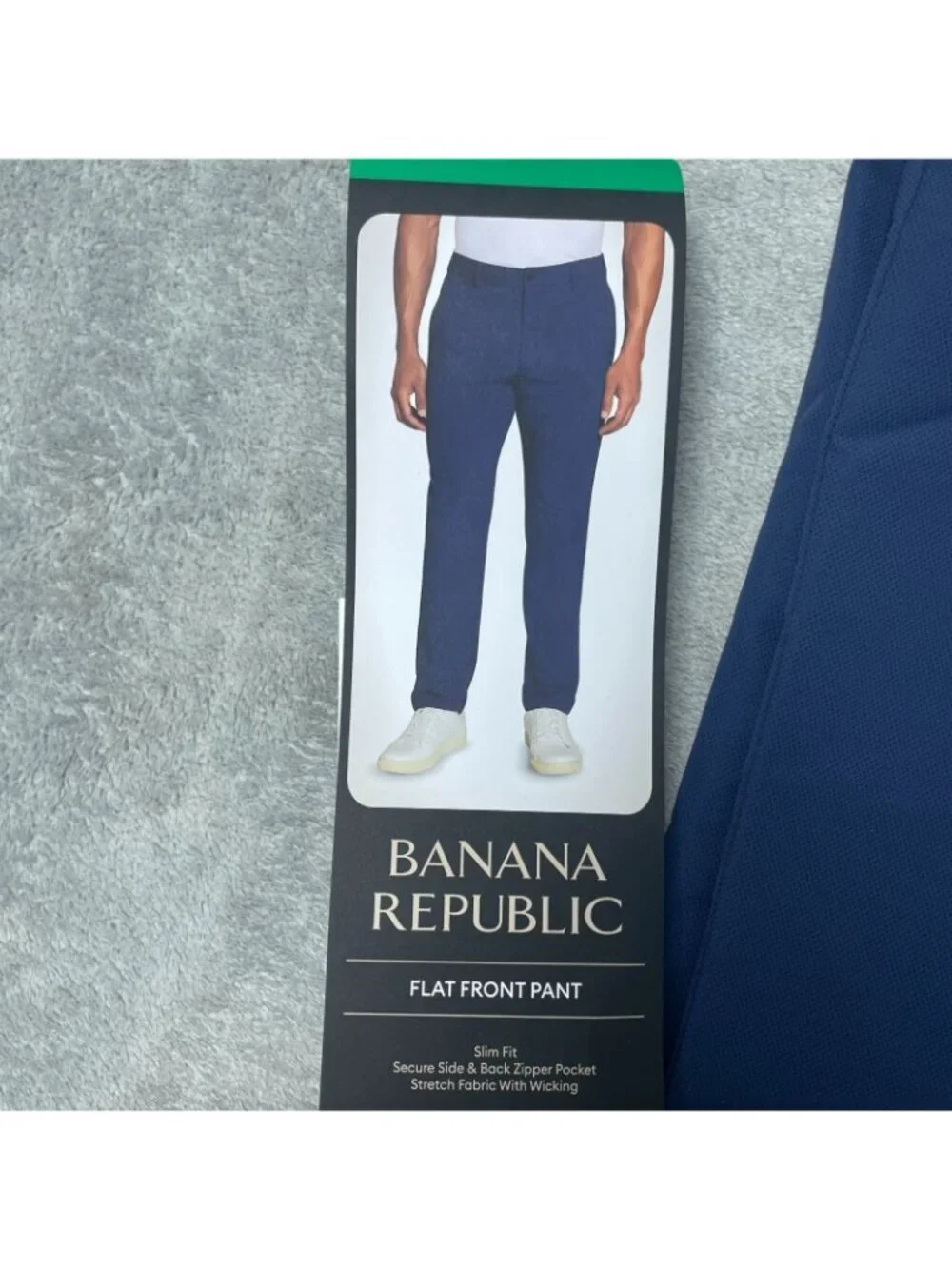 NWT Banana Republic Men's 38x34 Flat Front Stretch Tech Pants Blue Slim G2175